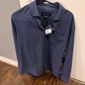 Mizzen+Main Navy City Flannel Size Medium Classic Fit NWT